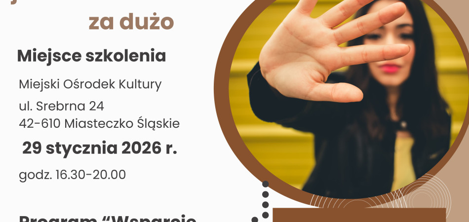 grafika dla wpisu: Jak dbać o siebie w pracy? Bezpłatne szkolenie dla mieszkanek Miasteczka...