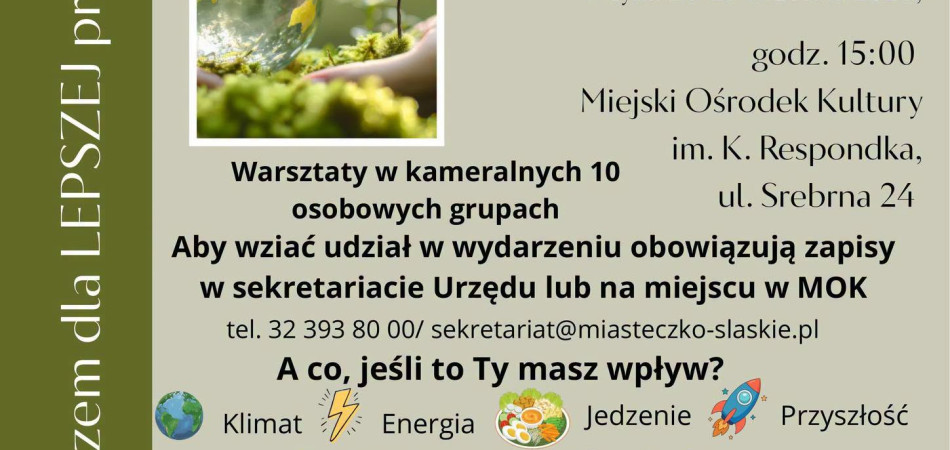 grafika dla wpisu: Cykliczne warsztaty ekologiczne w Miasteczku Śląskim!