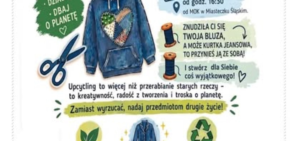 grafika dla wpisu: Eko design i upcycling – zapraszamy na warsztaty przerabiania ubrań