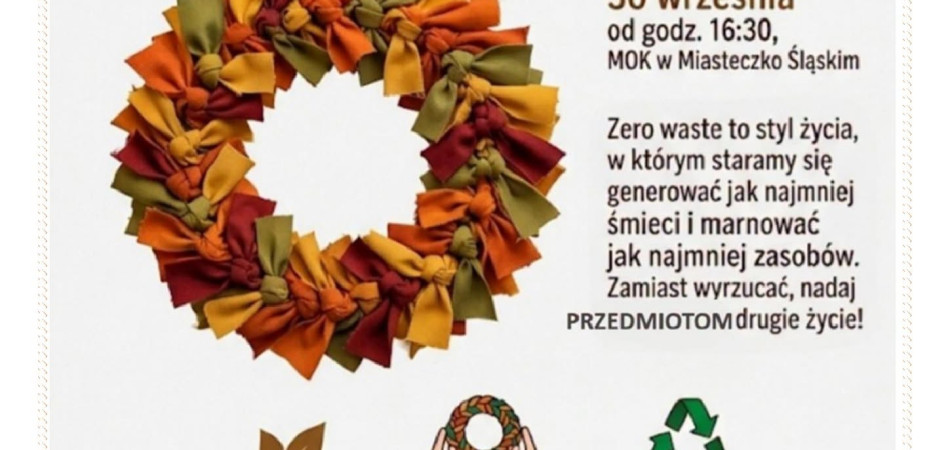 grafika dla wpisu: Z resztek tkanin powstaną wianki – warsztaty zero waste w MOK-u